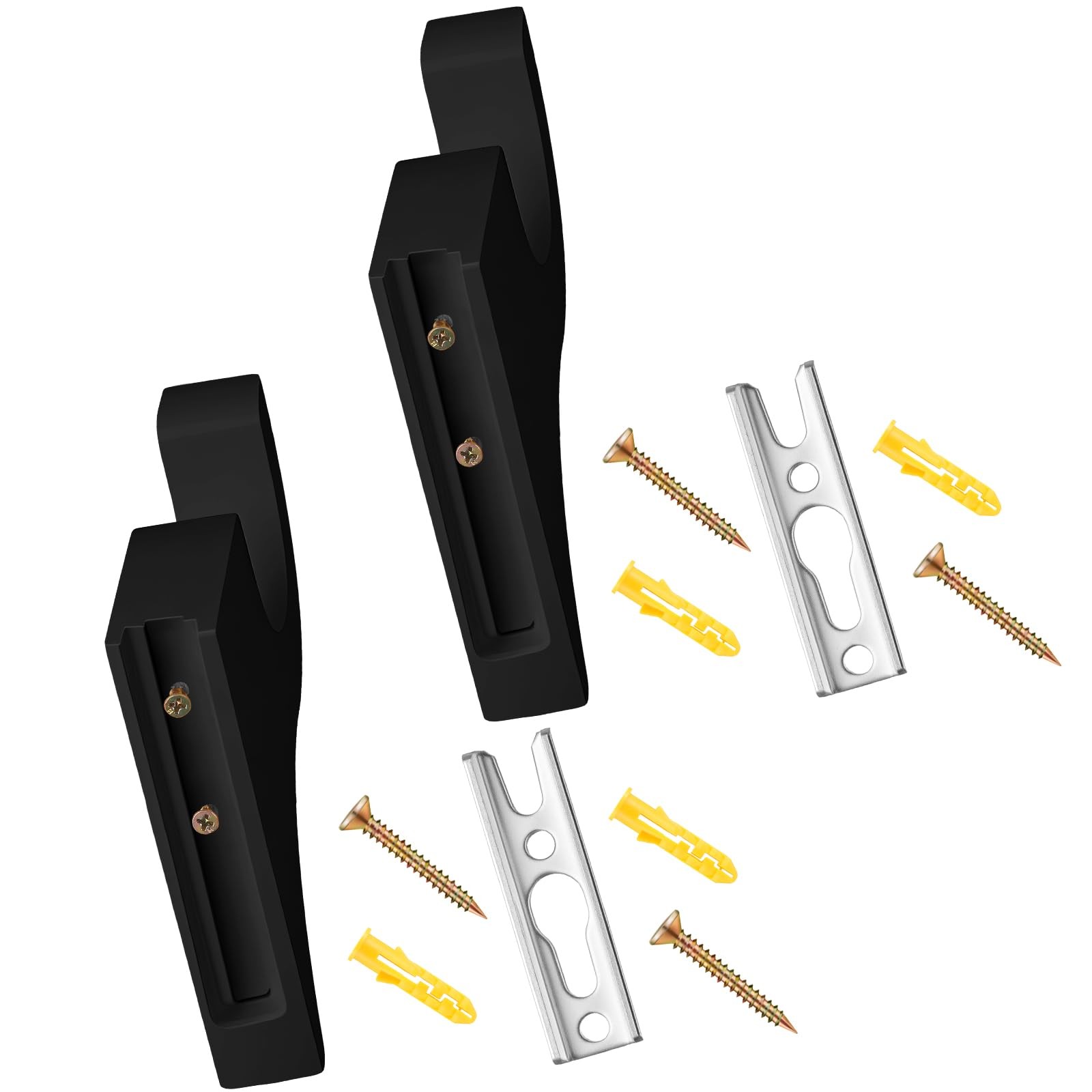 Wood Curtain Rod Brackets 3-1/2″ Return for 2″ Pole Wall Mount Black 2 Pack