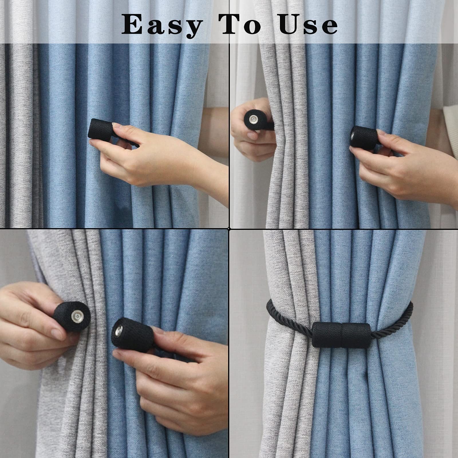 4 Pack Strong Magnetic Curtain Tiebacks Outdoor Elegant Decorative Tie Backs …