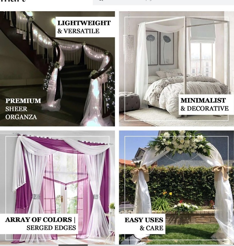 1 ELEGANCE SHEER VALANCE SCARF TOPPER SWAG WINDOW TREATMENT COVERING ALL STYLES