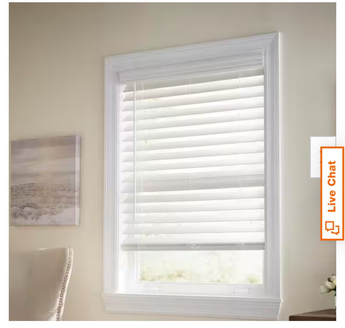 Home Decorators Cordless White Faux Wood Blinds, 2.5″ Slats, 66×64 Set Of 2