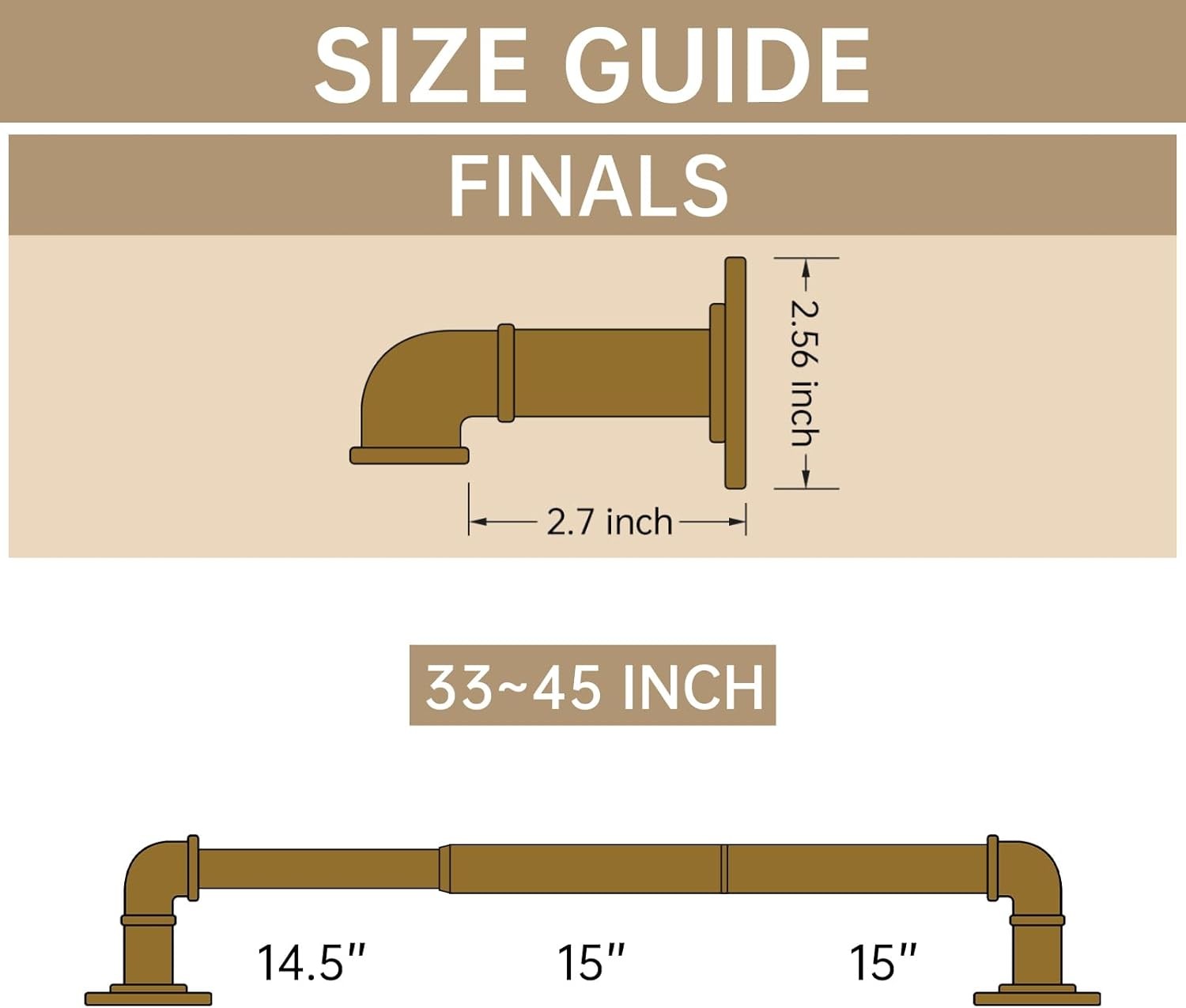 Industrial Curtain Rods for Windows 28 to 48 Inches, Blackout Wrap Around