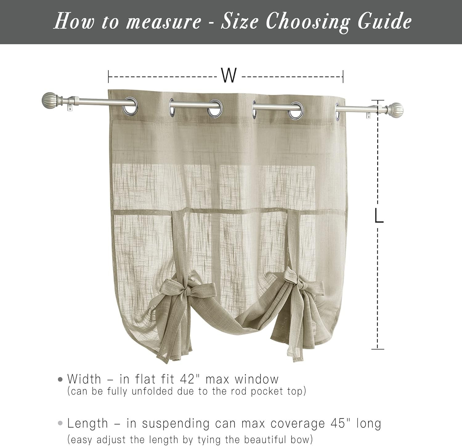 Kitchen Window Curtains – Short Curtains for Small Window Tie Up Shade Linen …