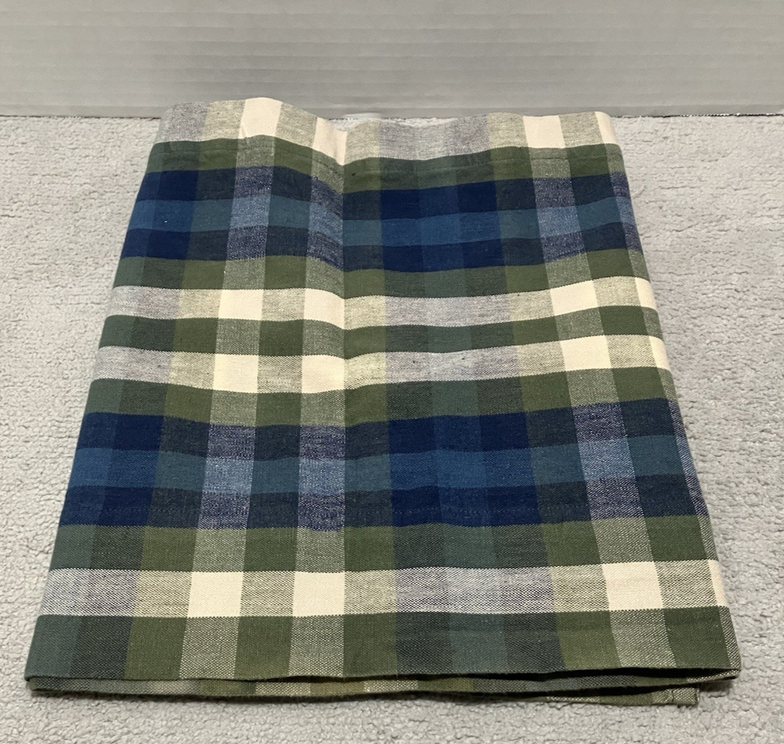 JCPenney Home Valance Bradley Stripe Plaid Valance Woven Cotton Blue Olive Green