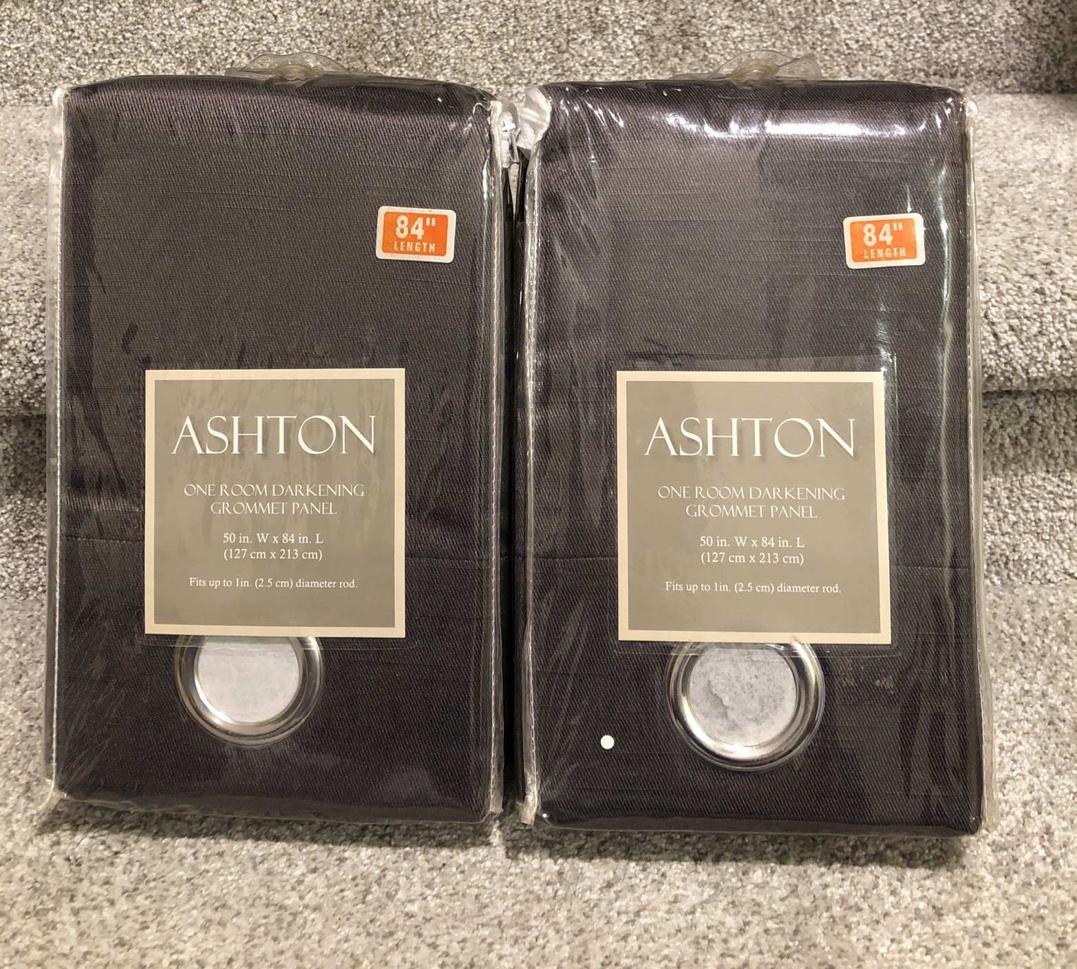 (2)Ashton Graphite Grey Grommet Top 50″ X 84″ Room Darkening Window Panel
