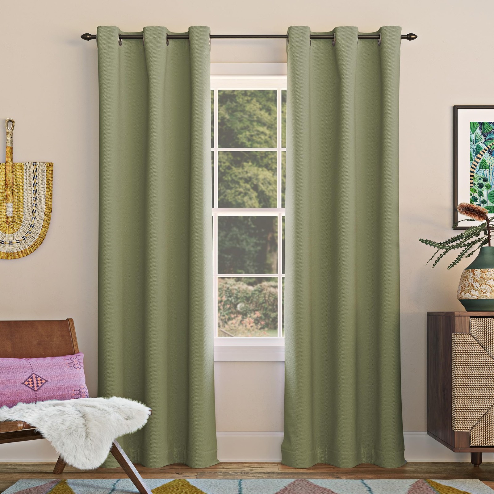 Easton Energy Saving Blackout Grommet Curtain Panel, 40″ x 63″, Sage Green