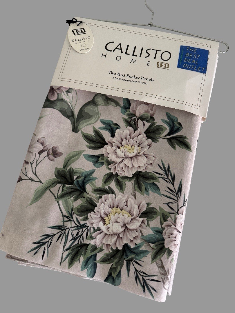 CALLISTO Window Curtains 2 Panels 38 X 84″ Heron Birds Drapers Back Tab Grey