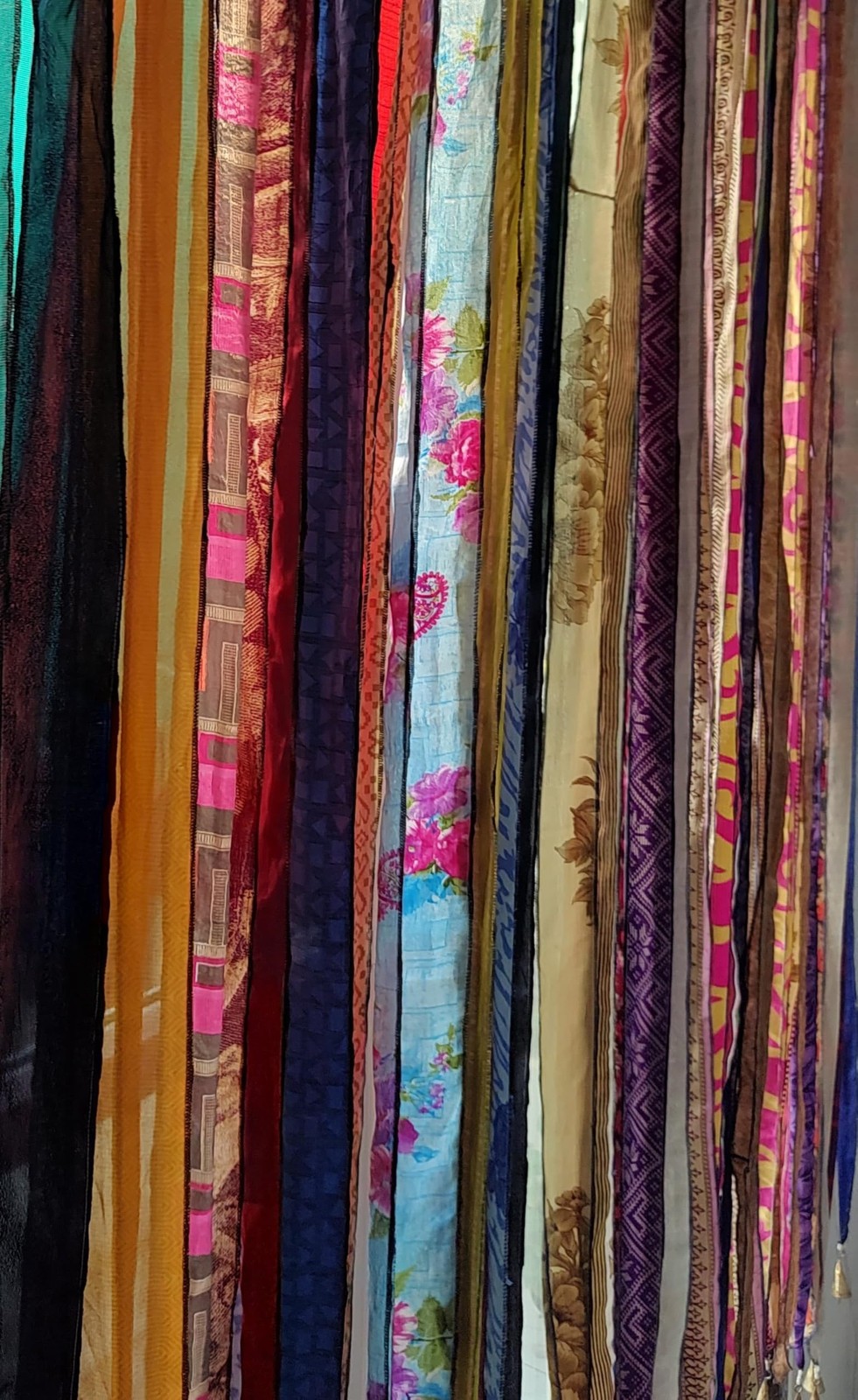 Mango Gifts Old Silk Sari Multicolor Ribbon Doorway Curtain Hippie Bohemian R…