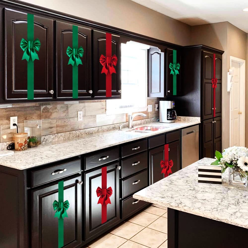 Christmas Cabinet Bows Festive Ribbons Large Door Ribbon Decoration Red