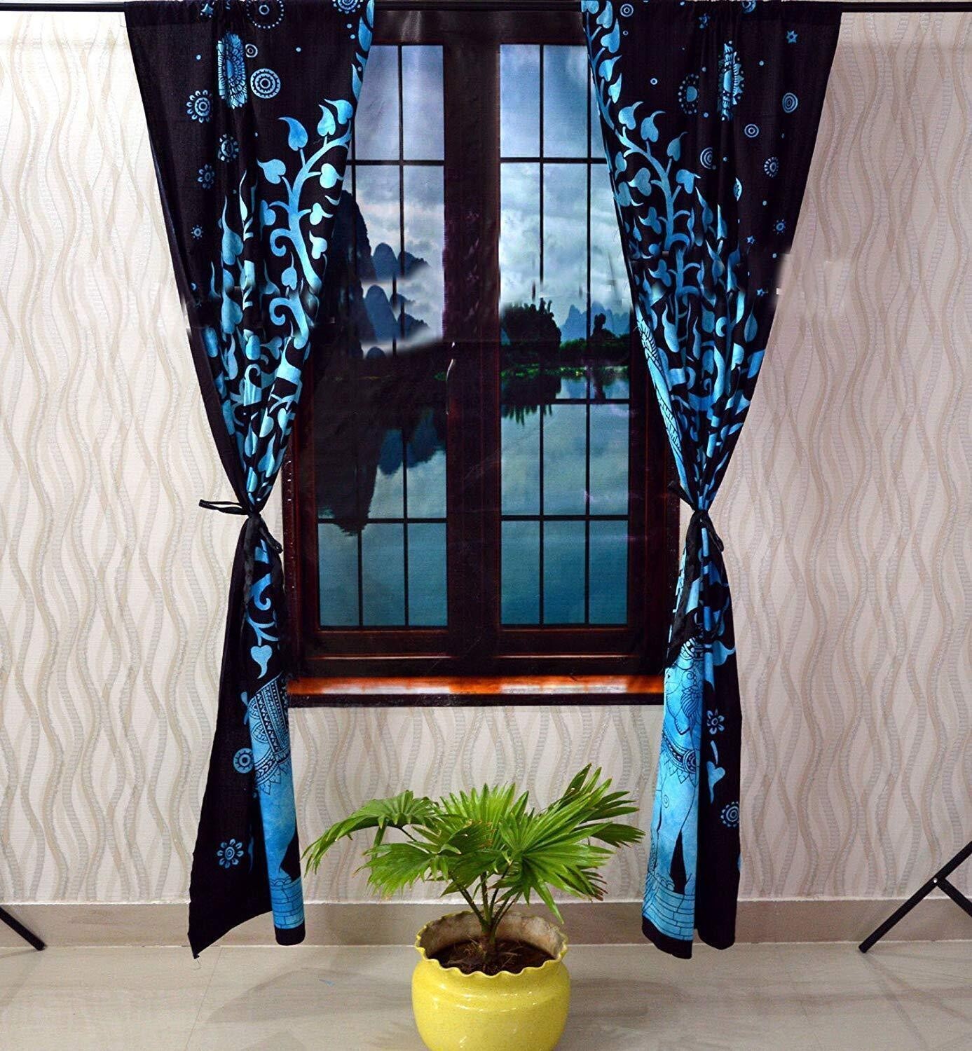 Tree Elephant Cotton Boho Mandala Curtain Tapestry Room Decor Wall Drapes Panel