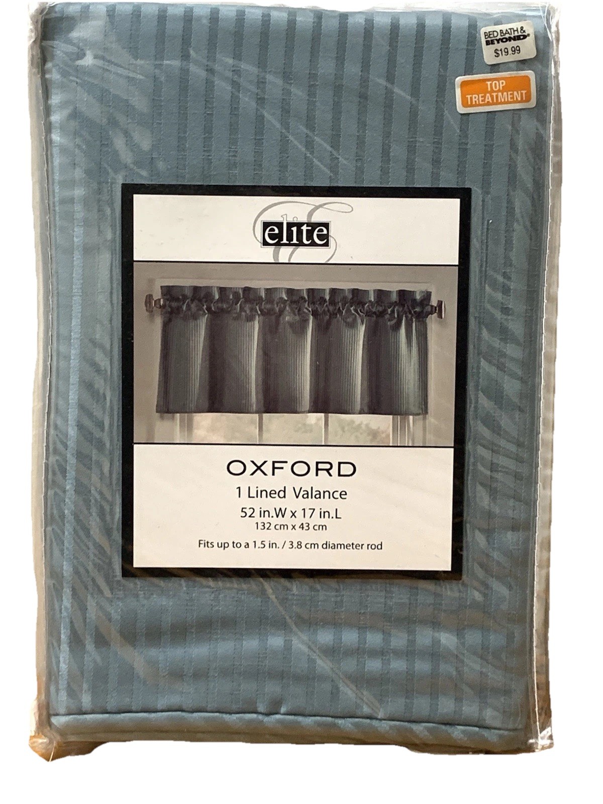 Elite Oxford Lined Valance In Blue 52” x 17” NEW Window Treatment
