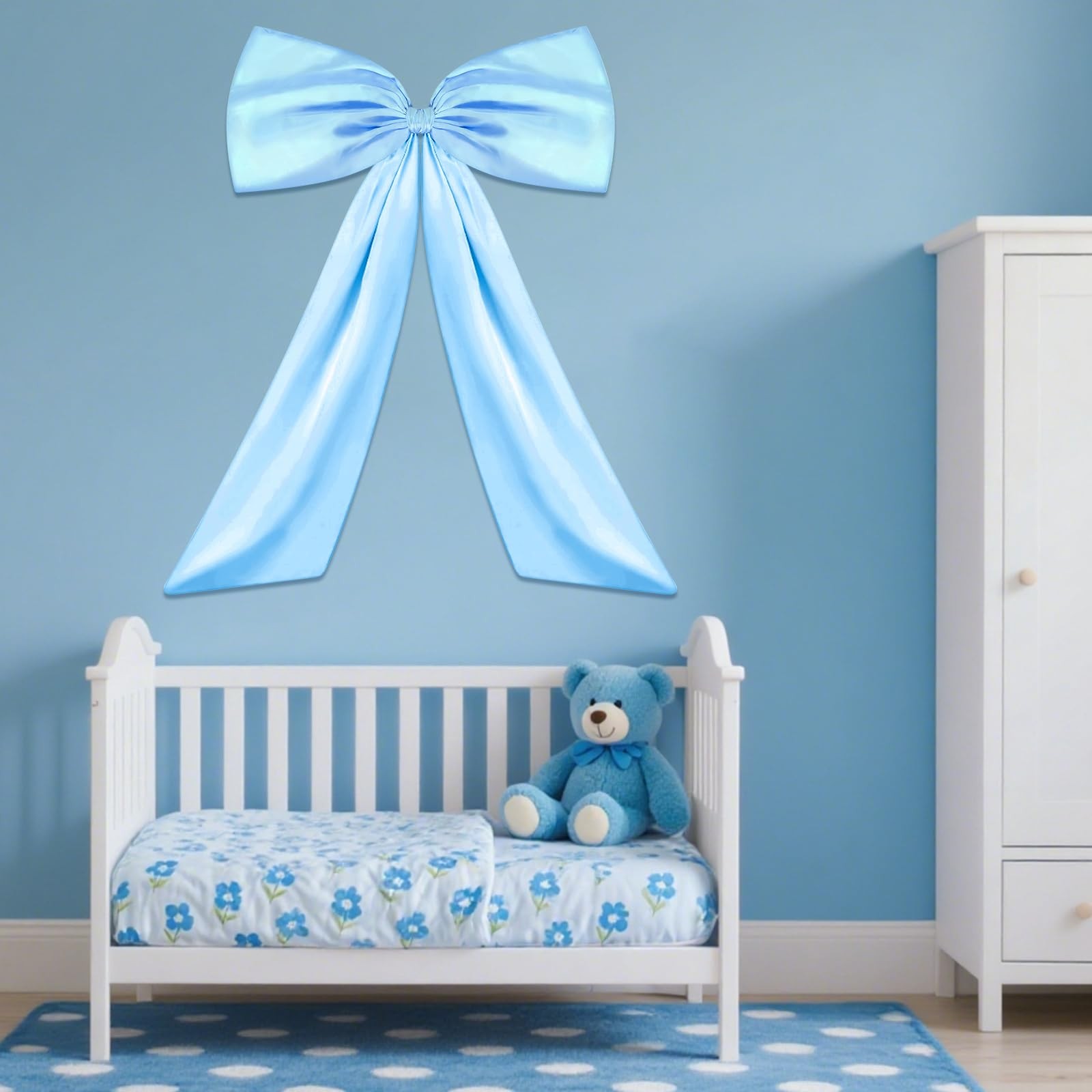 24×36 Inch Giant Sky Blue Bow Decor Big Wall Ribbon Coquette Backdrop