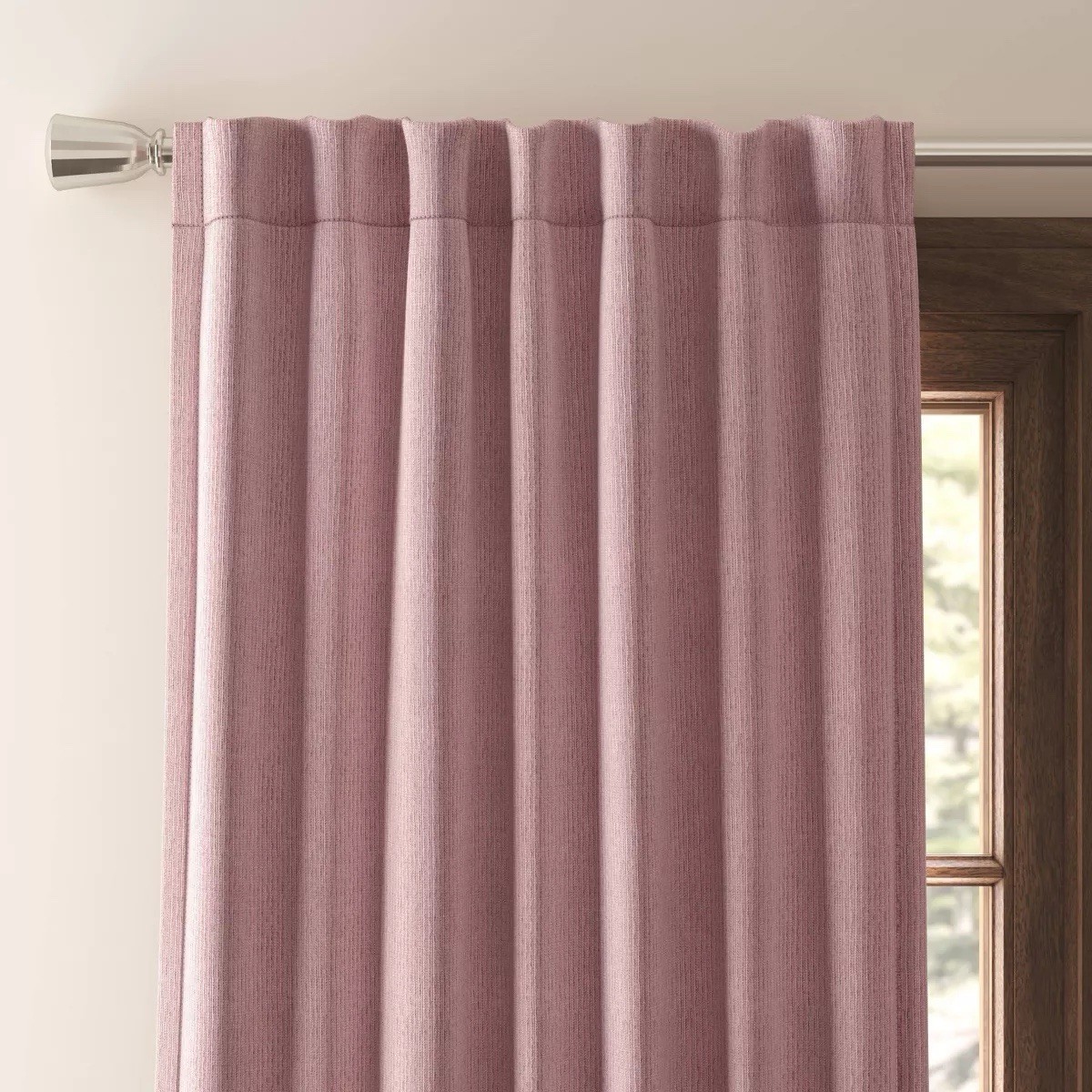 50″x63″ Blackout Corded Ribbed Curtain Panel Rose Ash / Rose Pink – Threshold