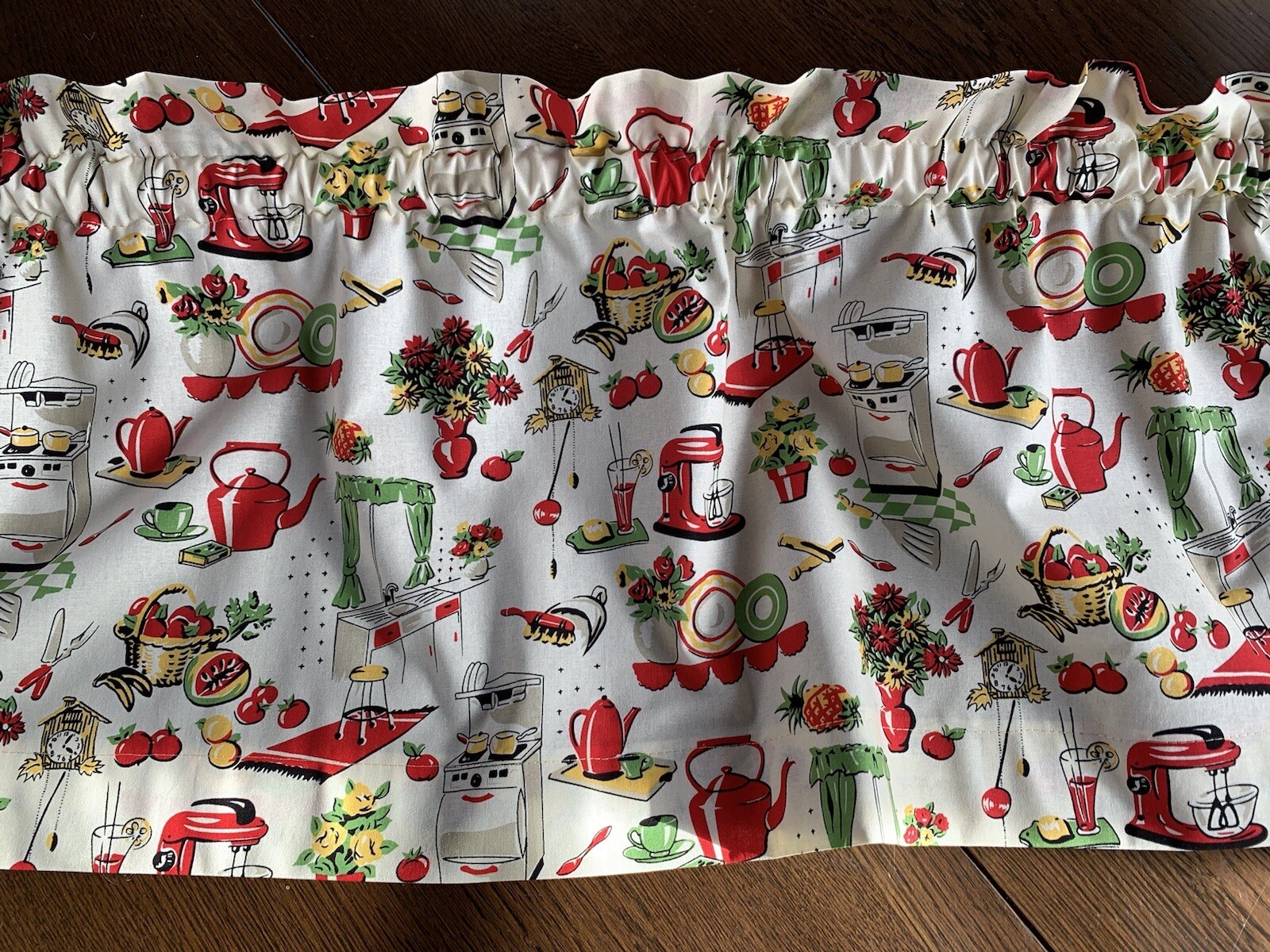 Retro MCM Style Valance With Kitchen Appliances, Food, Kitsch New Handmade