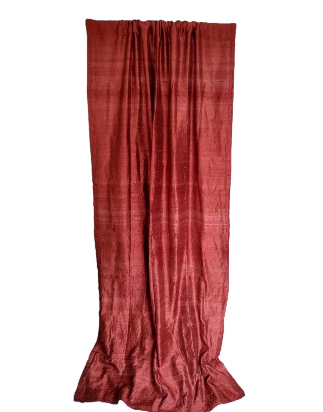 Oxblood Red 100% Silk Drapery Panel 40×78 Lined Rod Pocket Curtain Vintage 1990s