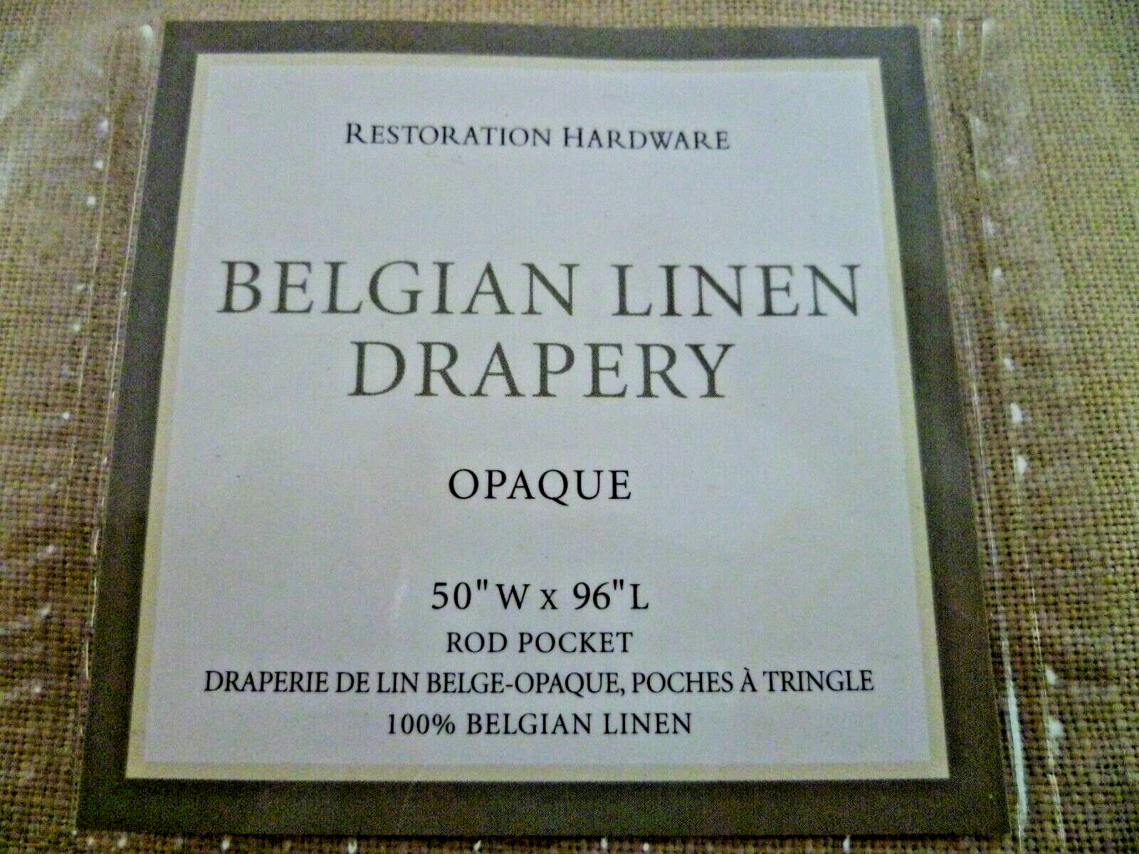 1 RESTORATION HARDWARE BELGIAN LINEN DRAPERY BEIGE OPAQUE PANEL CURTAIN 50X96