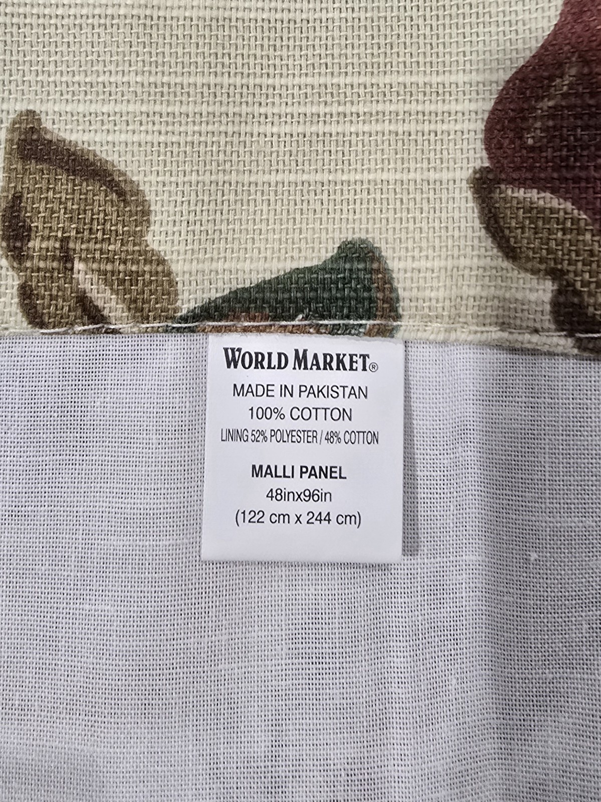 World Market Malli Curtain Panels 48 X 96 Aqua Rust Floral Cotton Sleeve Top