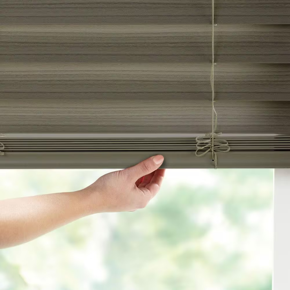 HOME DECORATORS Driftwood Gray Cordless Faux Wood blinds 2.5 Slats 33 W x 64 L