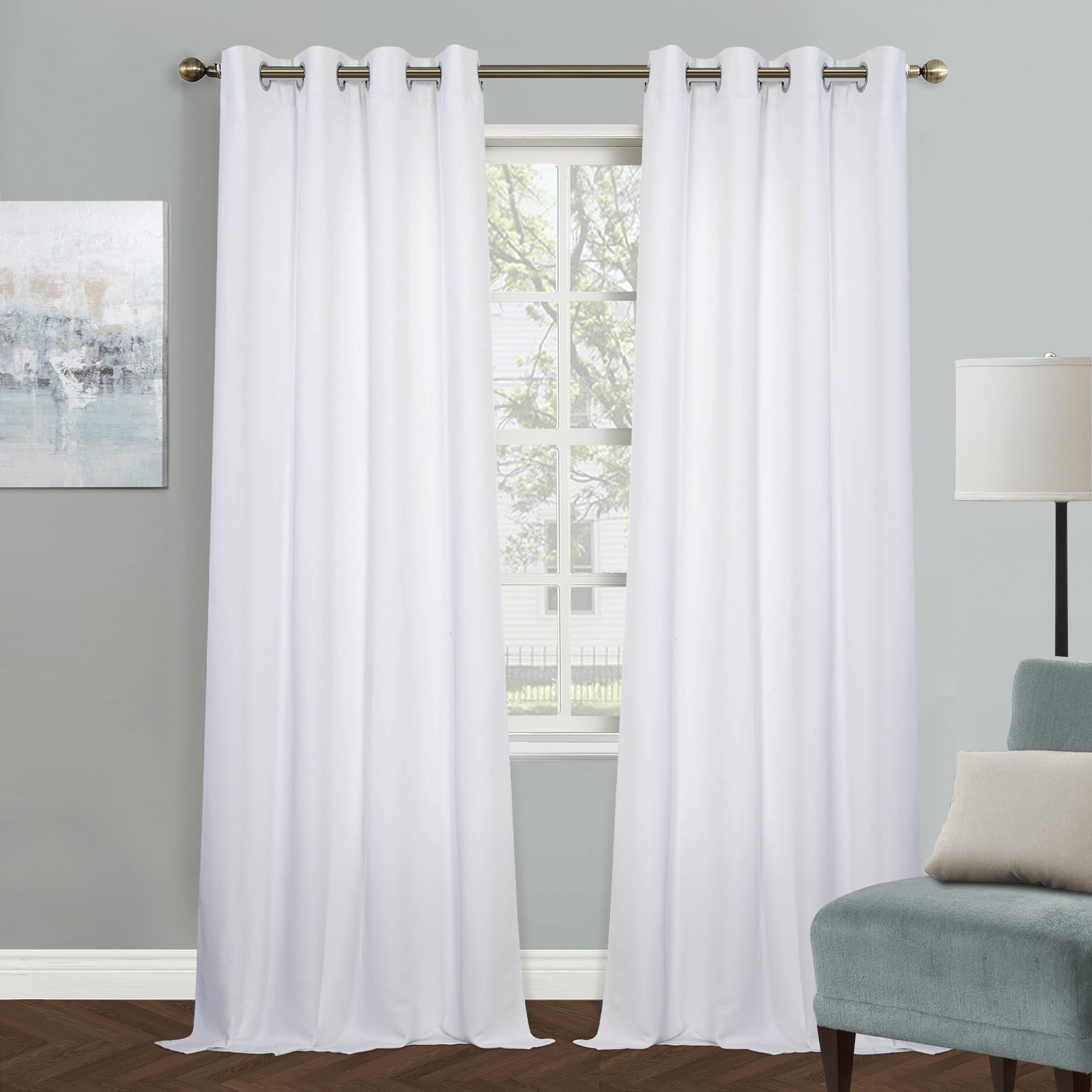 White Bedroom Curtains for Sliding Door 95 Inches Long Living Room Curtains T…