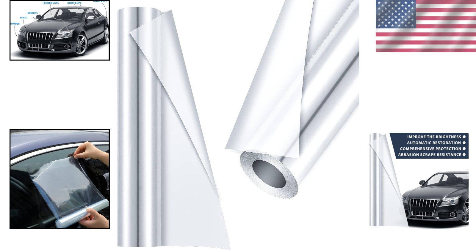 Car Surface Protection Vinyl Film – 12″X120″ Scratch Resistant Clear Wrap