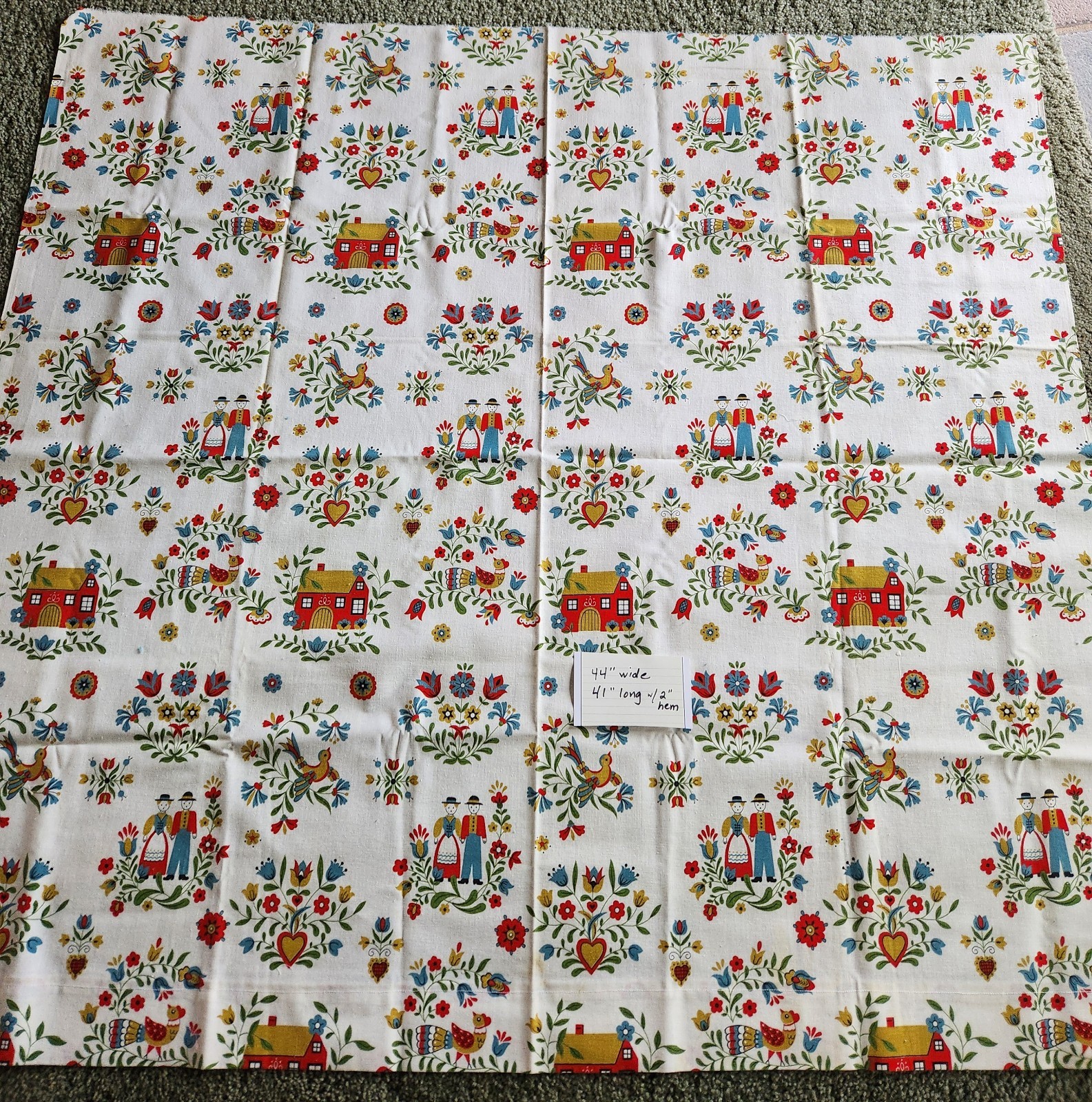 vnt Penna Dutch motifs Kitchen VALENCE cotton 88″ x 9″ FABRIC heart flowers bird