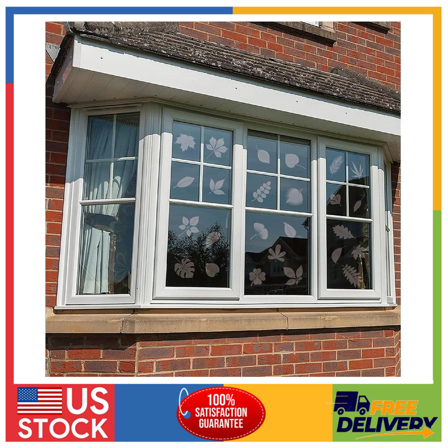 52 Large Leaf Anti-Collision Window Clings to Prevent Bird Strikes Non-Adhesive