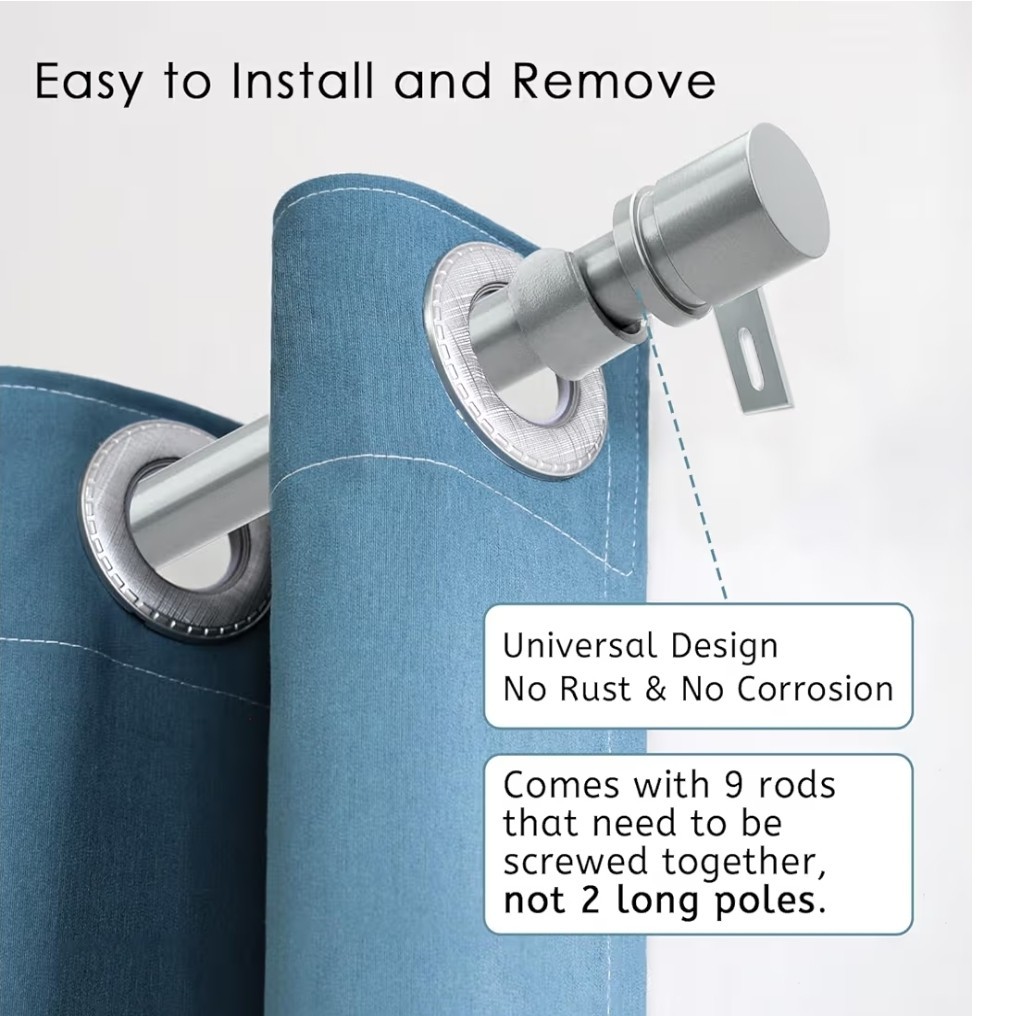 Byondeth Adjustable Curtain Rods for Windows 16 to 144 Inches, 1 Inch Diameter