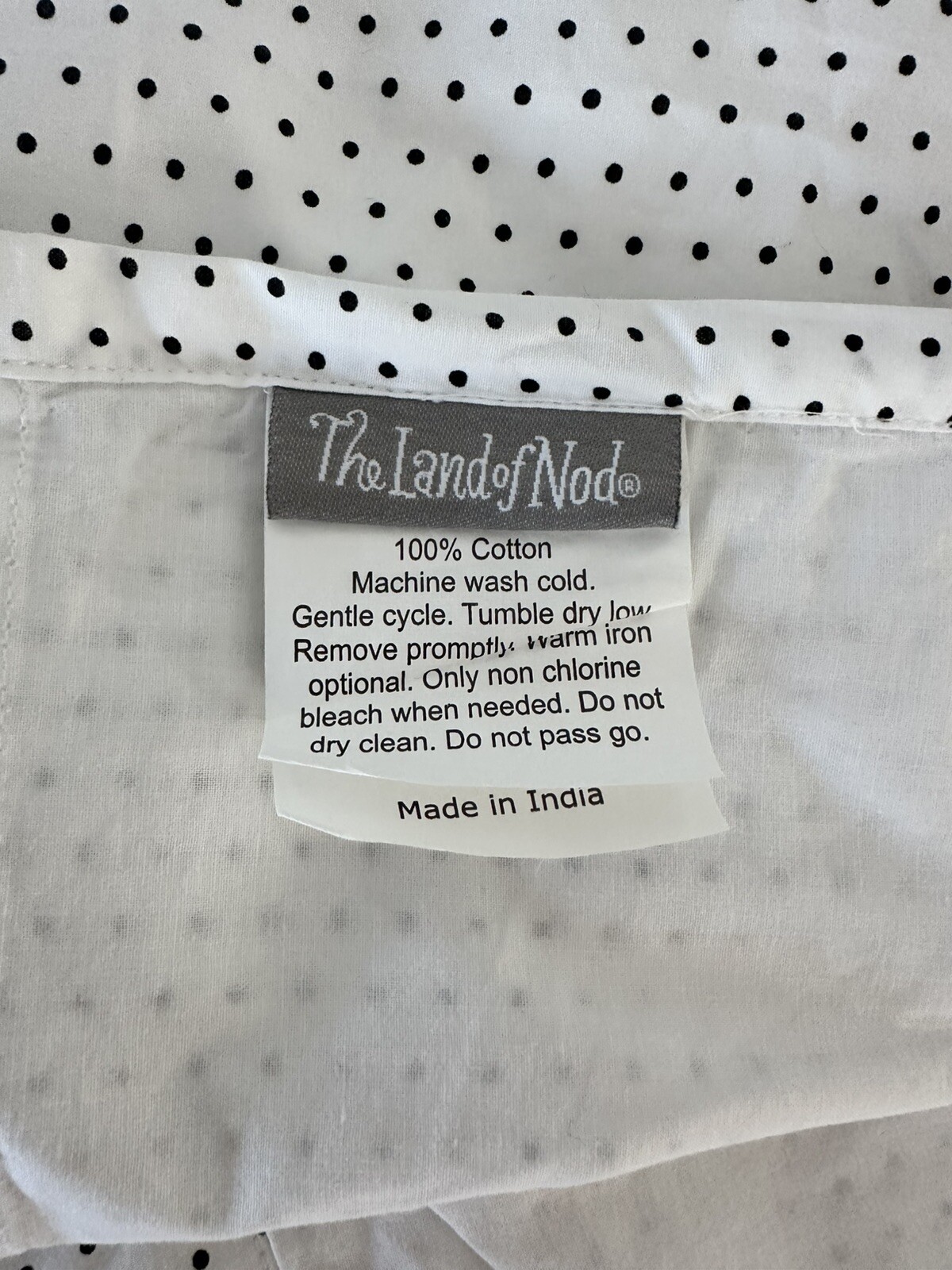 Set Of 3 The Land of Nod~White Cotton w/Black Polka Dots Curtain Panels 44×84”