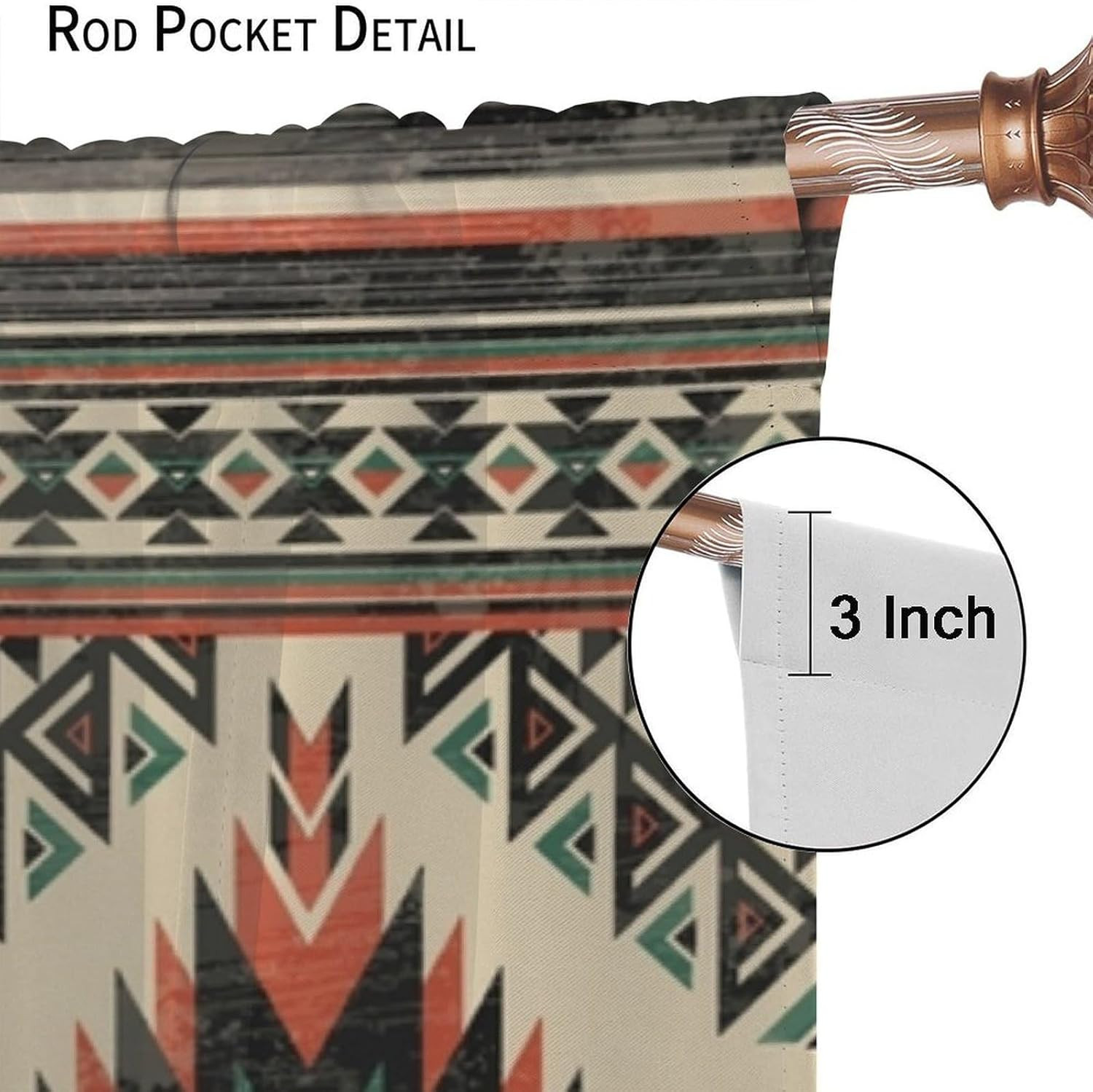 Aztec Thermal Insulated Curtain, Native American South Western Fantasy Boho Trib