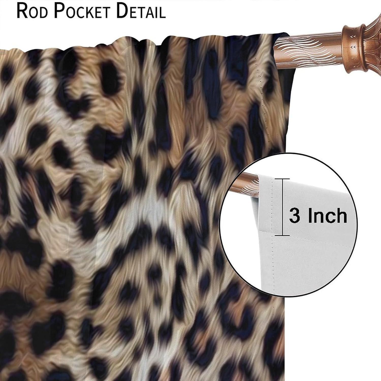 Leopard Print Curtains Brown Cheetah Wildlife Art Printed Blackout Window Drapes