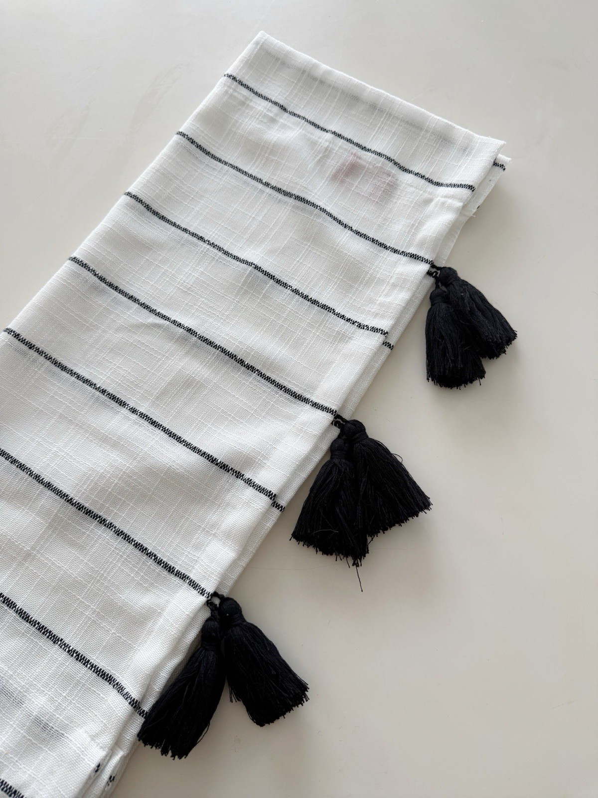 OPALHOUSE Tassel Curtain Drapes Black White Stripe : 24″H 42″W – Set Of 4 Panels