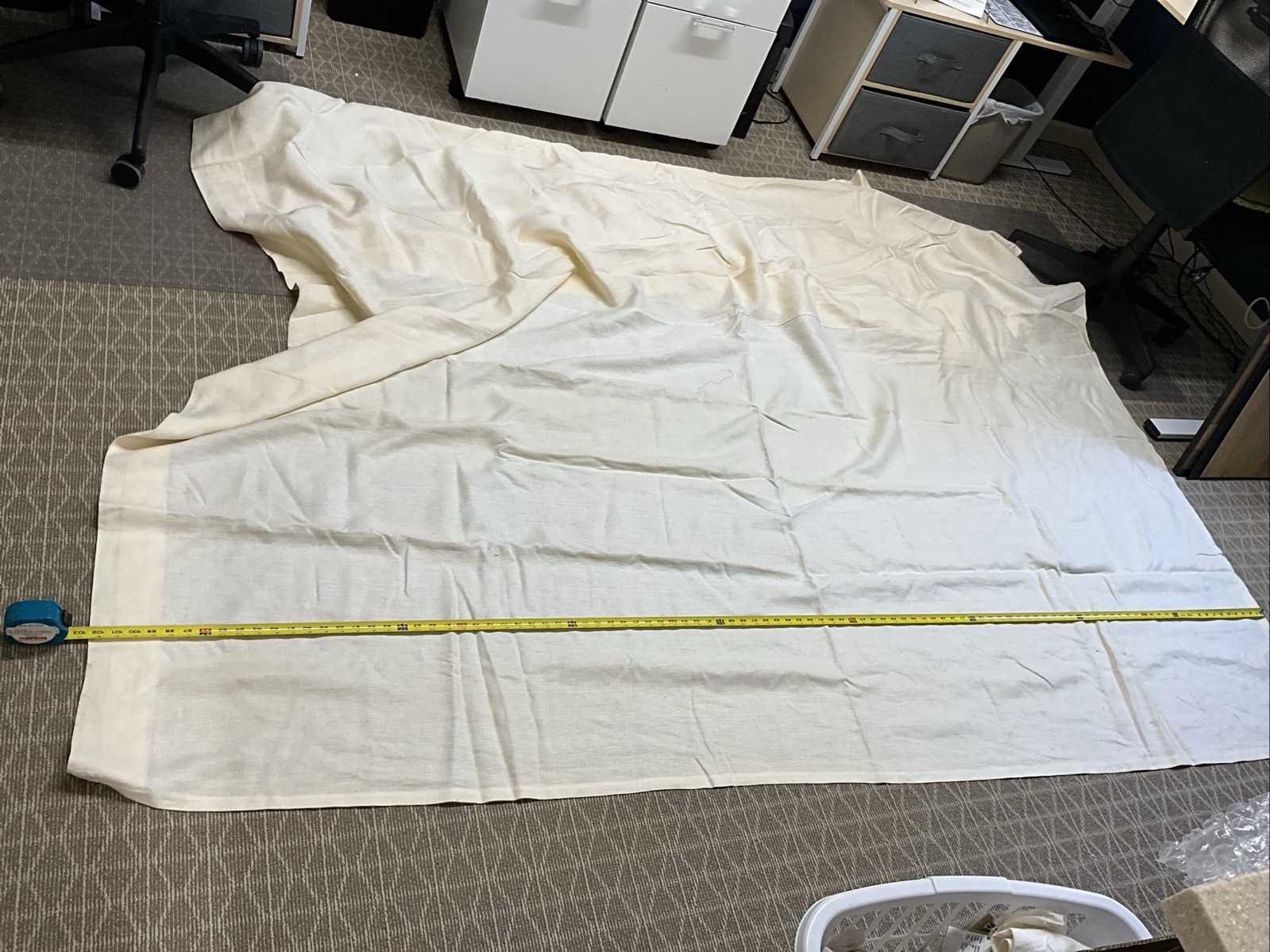 Large Drapery Panel, Unfinished Top, 3 Widths, Cream Color, 102 H X 150 W