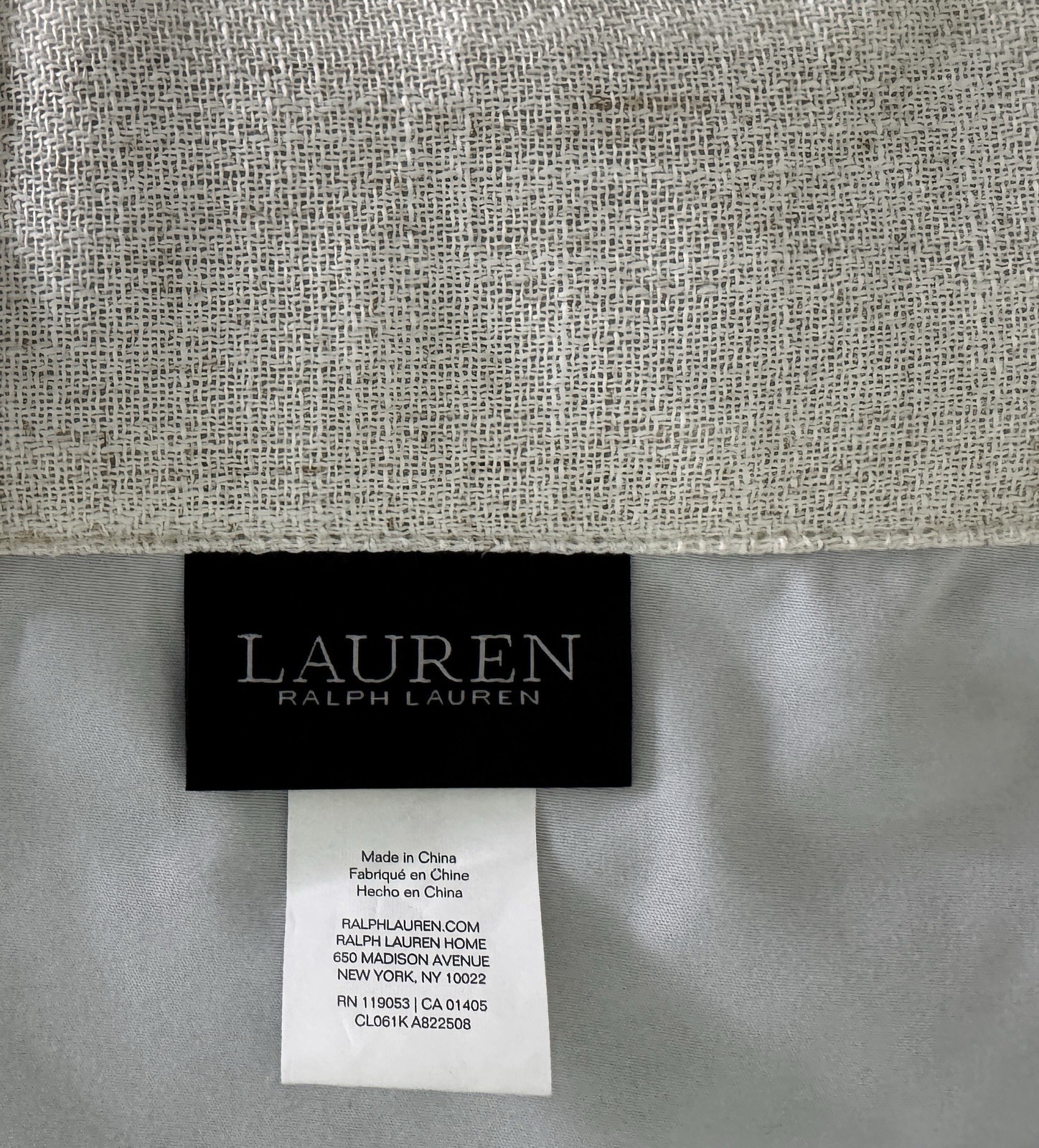 Ralph Lauren Window Curtains Blackout 2 Panel 52 x 108 Linen Natural Herringbone