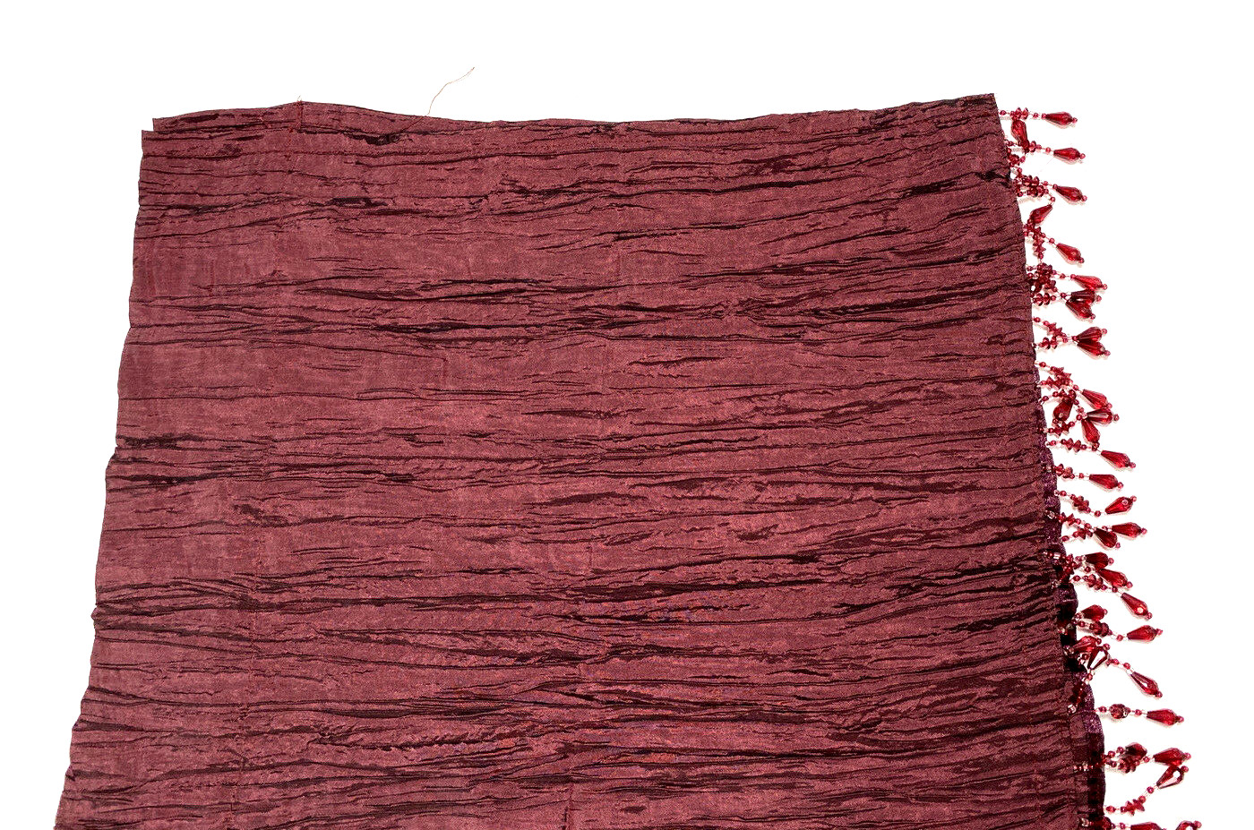 1 Wide Burgundy Valance Crinkle Window Treatment Curtain Dark Red Maroon Beaded
