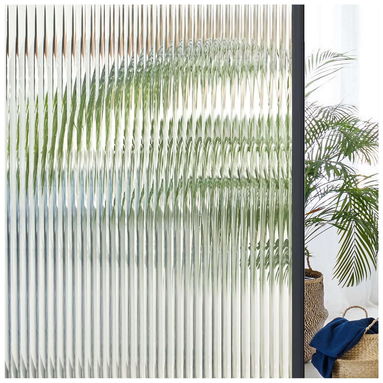 Window Privacy Film Reeded Glass Frosted 3D Fluted 17.5×78.7 in Translucent