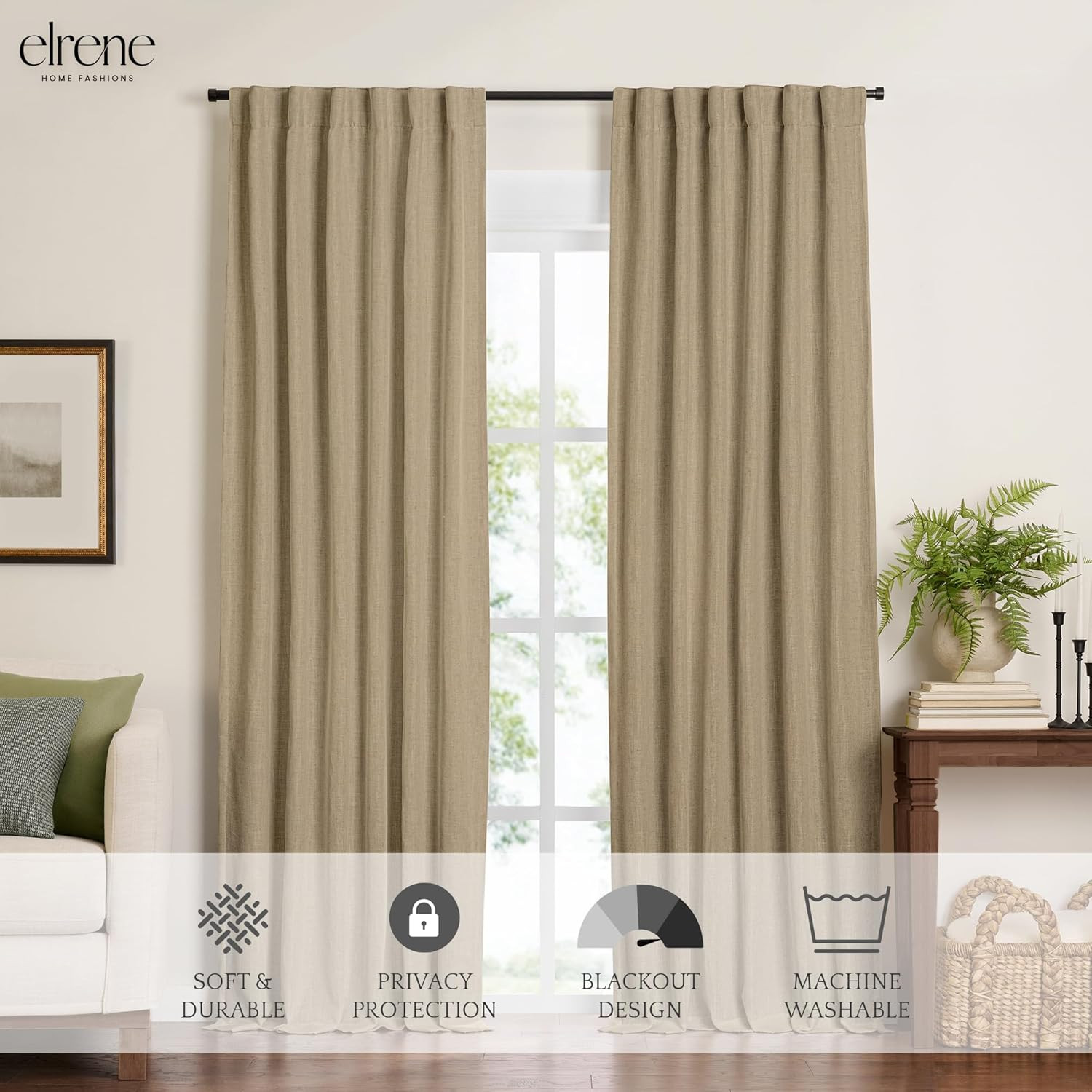 Home Fashions Harrow Solid Texture Blackout Window Curtain, Living Room and Bedr