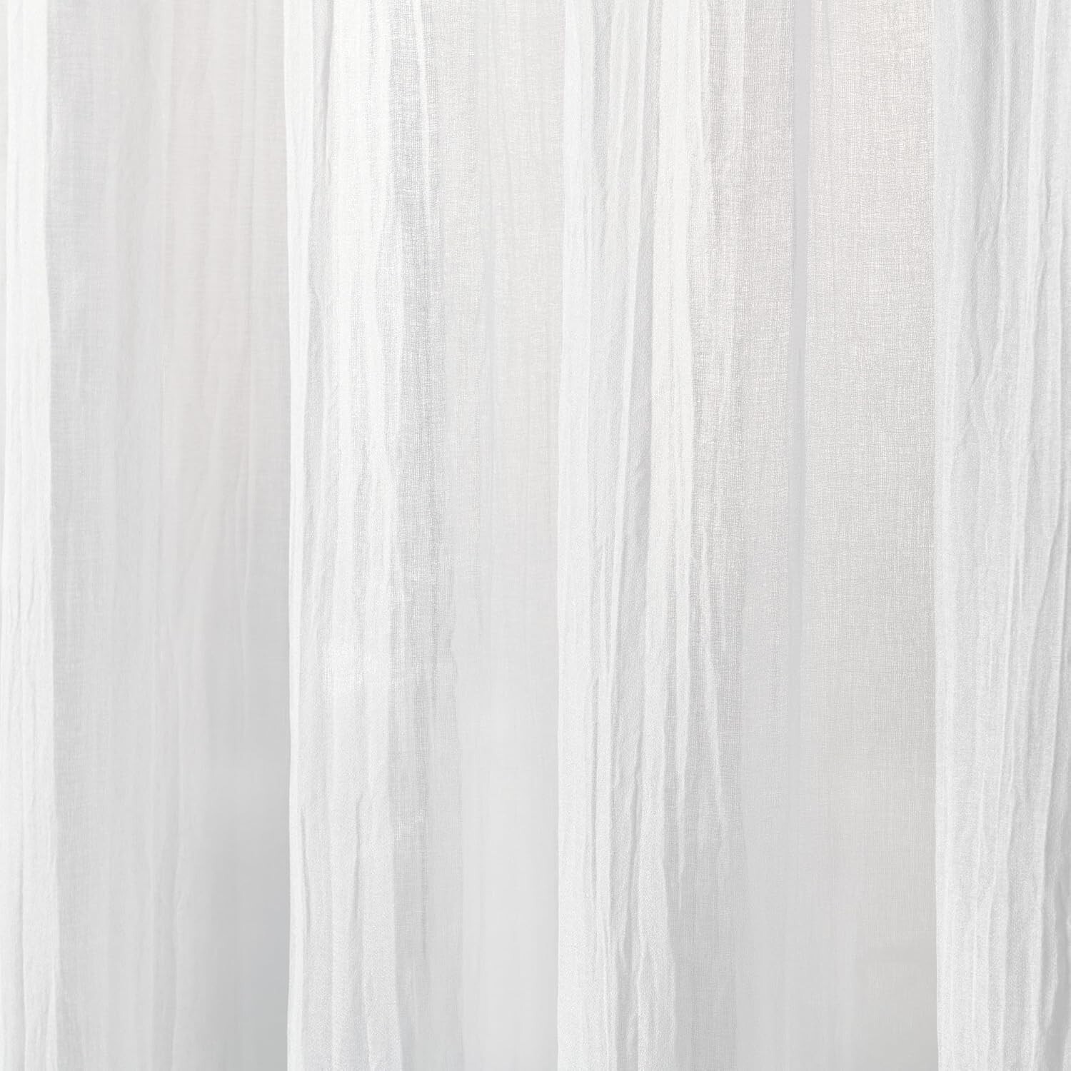 Martha Stewart Curtains Solid Crinkle Rod Pocket Sheer 2 Panels 48″ x 84″, White