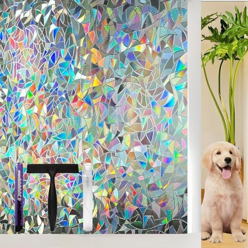 Window Privacy Film Stained Glass Window Film 17.5 x 78.7 Inch Rainbow