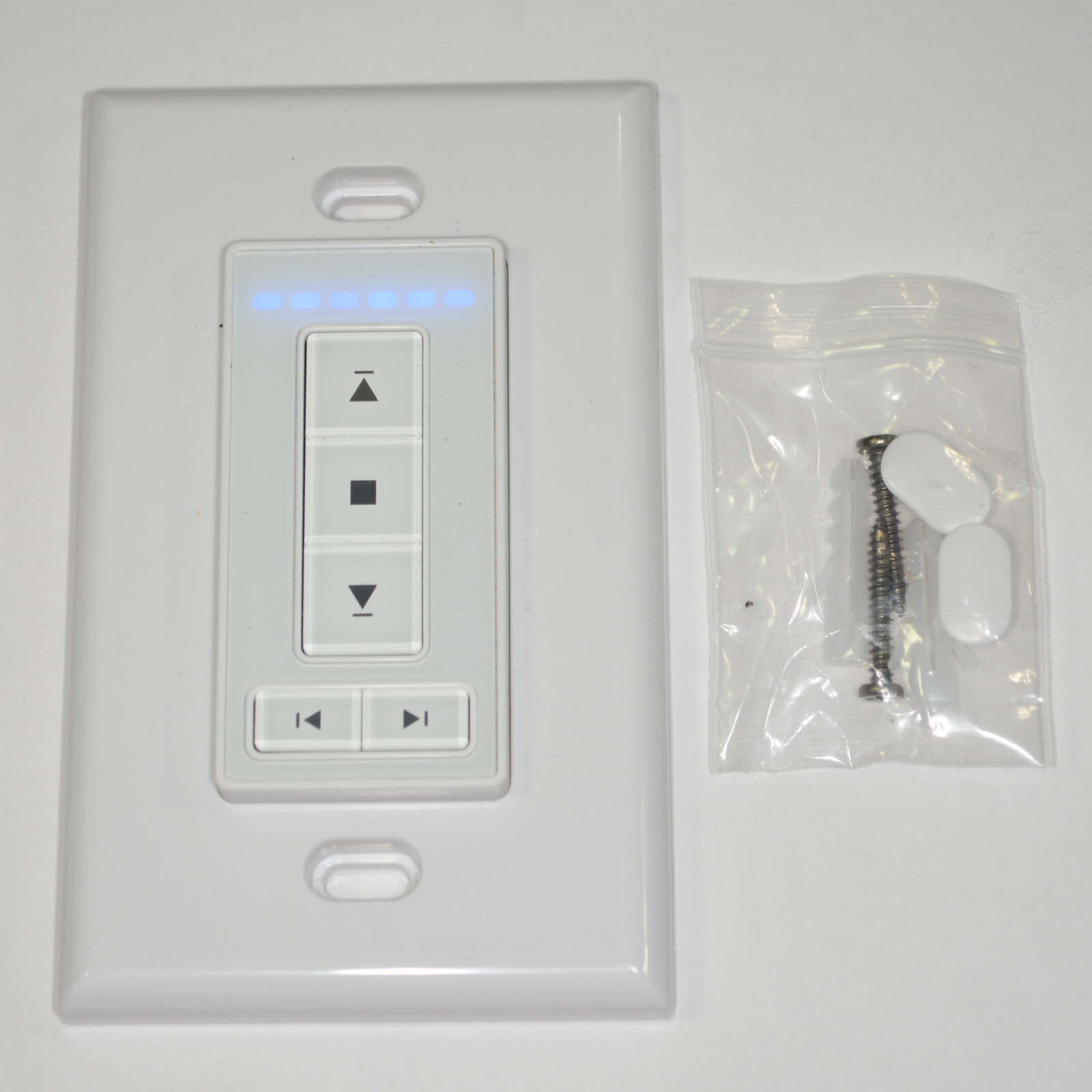 A-OK AC135-06 Roller Shade Motor Wall Mount Remote Control – White – 6 Channel