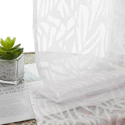 Valances for Windows 14 Inch Length 2 Panels, 42″W x 14″L (Pack of 2) White