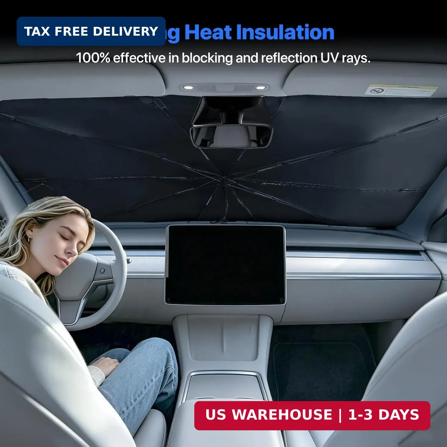 Windshield Sun Shade Umbrella – Protect Car from Sun Rays & Heat Damage Keep Coo