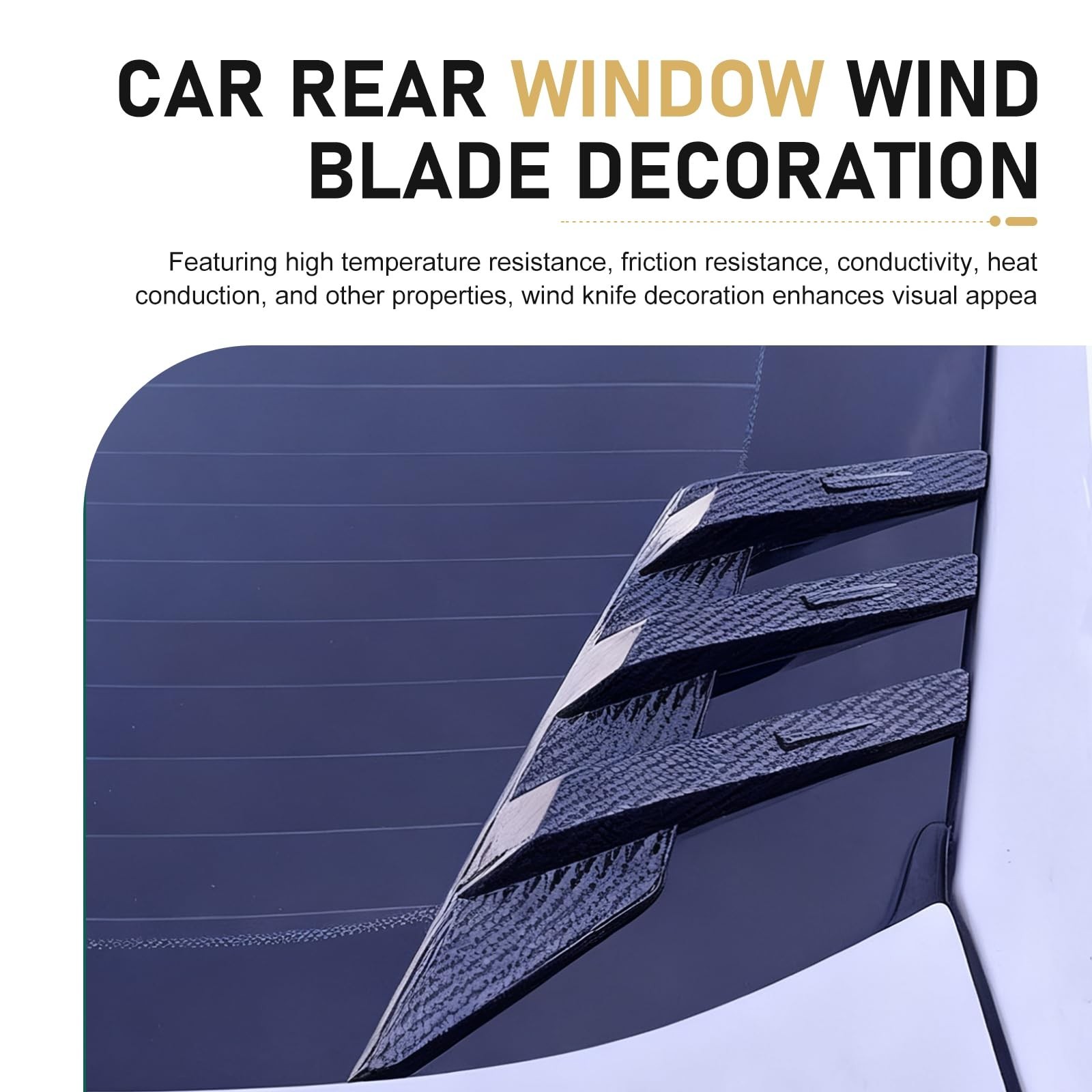 2 PCS Car Rear Windshield Sticker Decoration Accessory, 3D Carbon Fiber Rear …