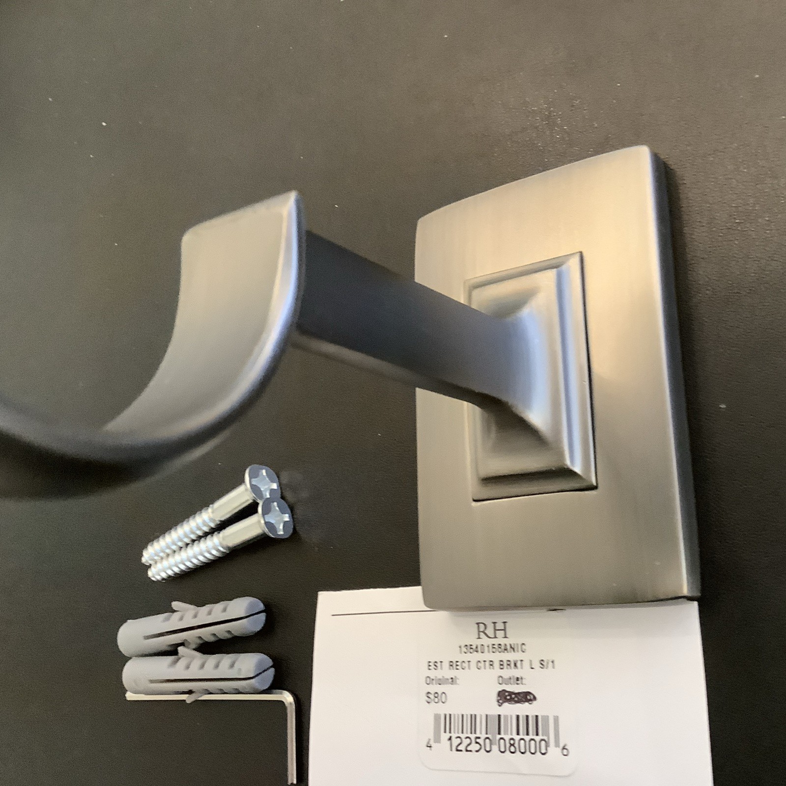 Restoration Hardware Estate Rectangle Center Bracket LARGE Antiqued Nickel
