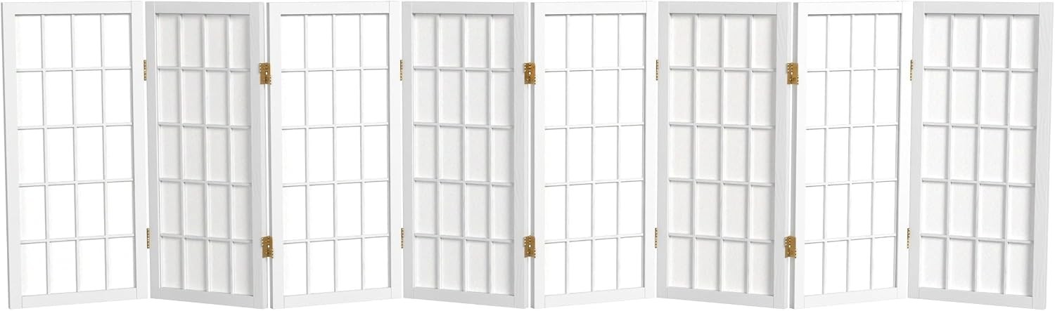 2 ft. Short Desktop Window Pane Shoji Screen – White – 8 Panels