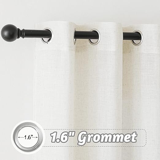 Curtains for Large Window Decor Linen Textured Semi Sheer Privacy 100W x 84L