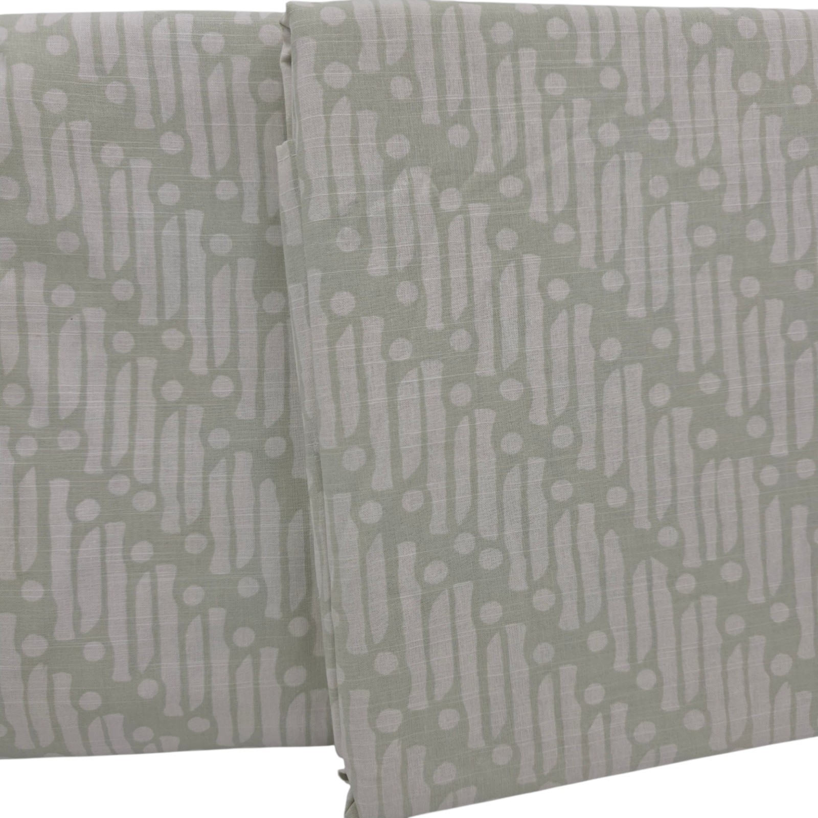 NEW West Elm Set of 4 Batik Scallop Curtains Green 48×108 Cotton Window Panels