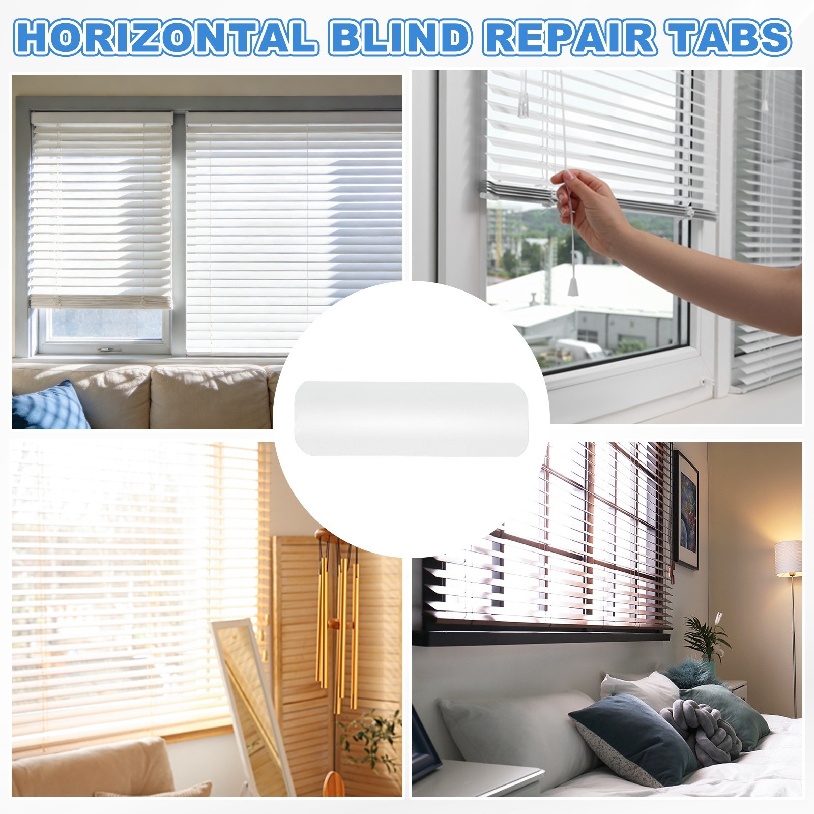 18Pcs Horizontal Blind Repair Tabs, Blind Replacement Slats (1″ W x 3″ L, White)