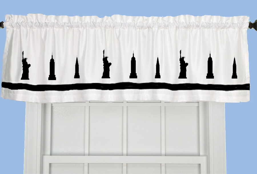 New York City Skyline Empire Liberty Window Valance Curtain – Choice of Colors