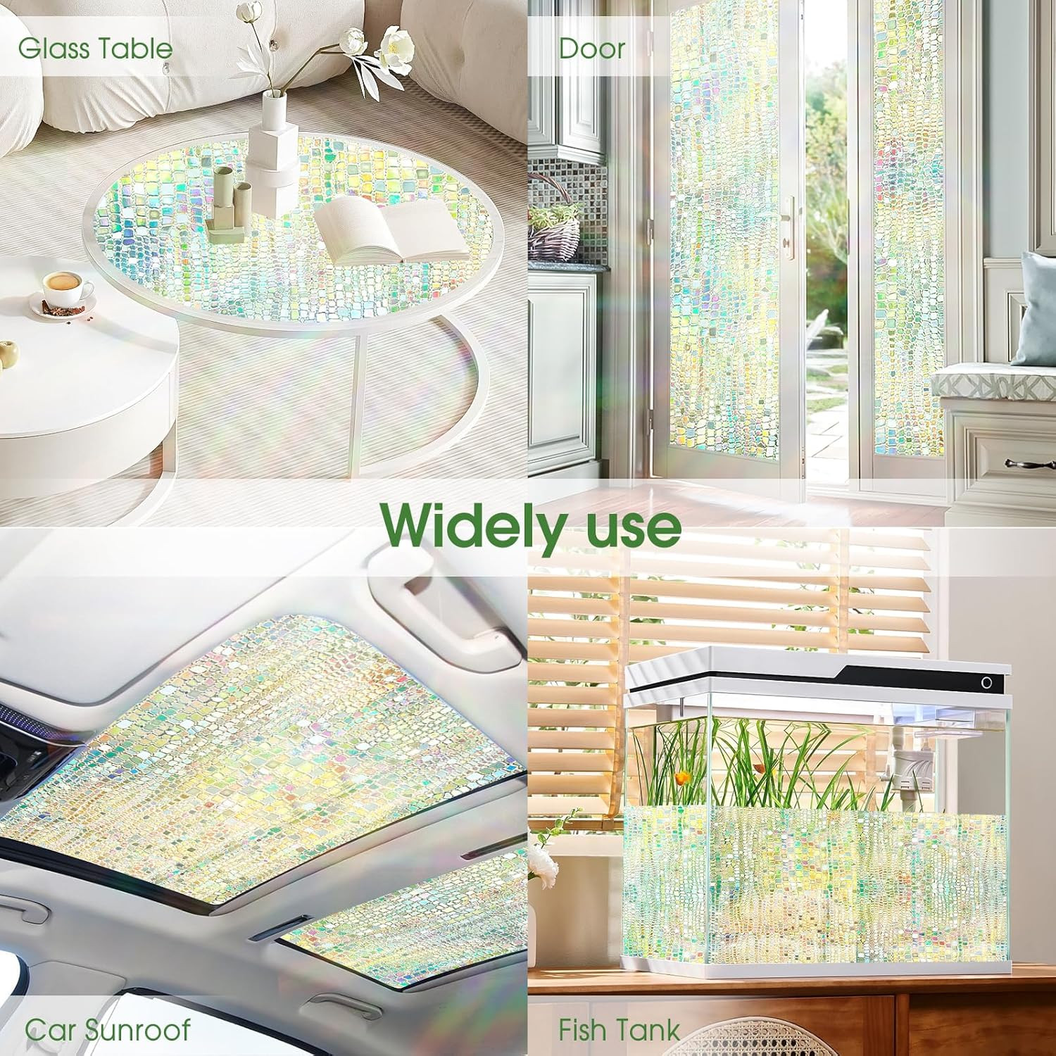 Window Privacy Film, Stained Glass Window Films 3D Rainbow Decorative Static Cli