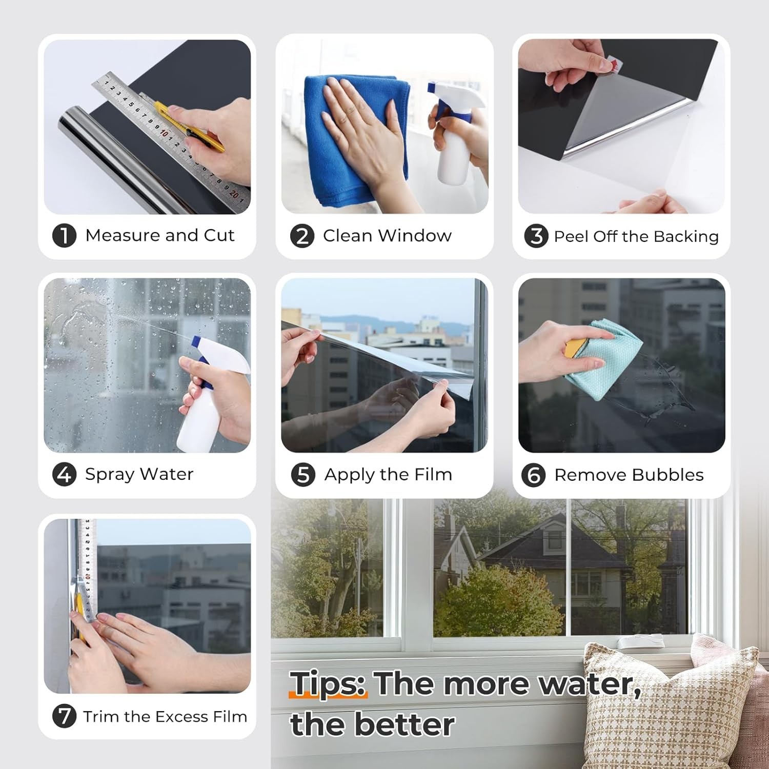 UV Blocking Window Film, 35.4″ x 157.4″ – Black Silver