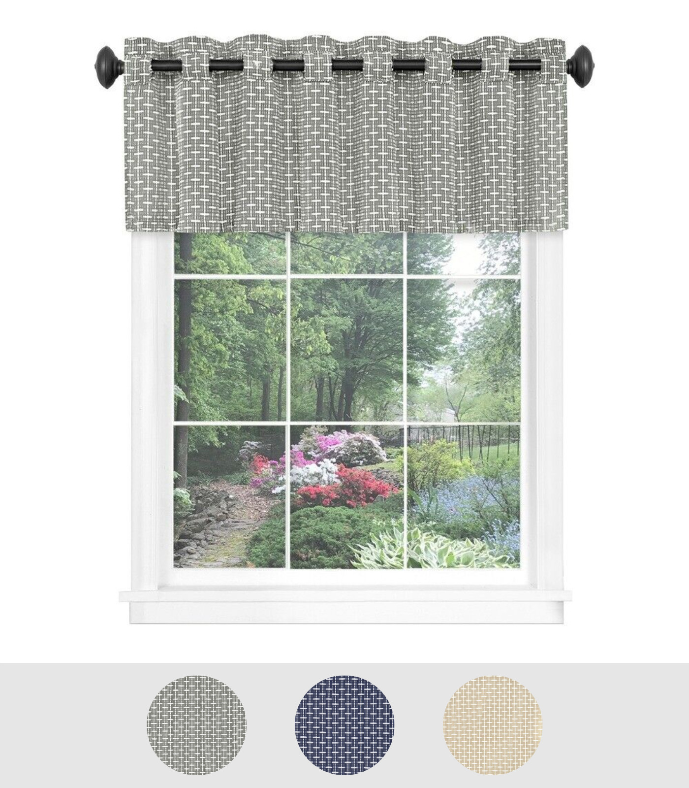 PowerSellerUSA Abstract Line Design Half Rod Pocket Window Valances 58″ x 13″